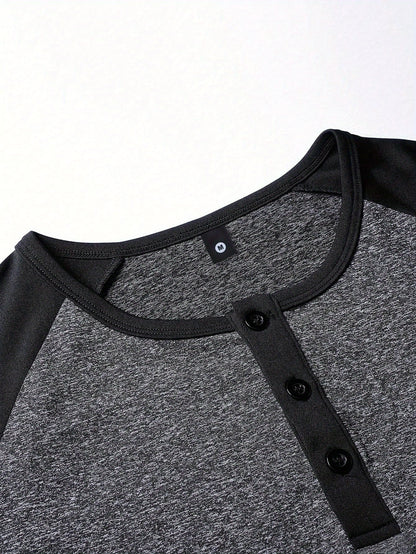 Տղամարդու ամառային դասական Ռագլան Հենրի օձիքով ամենօրյա շապիկ - շնչող միագույն կարճ թևքով շապիկ, սովորական չափսի ամենօրյա հագուստի համար, ամենօրյա շապիկներ, երկգույն դիզայն, հարմարավետ չափսի շապիկ