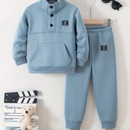 Տղաների հարմարավետ բրդյա աստառով վերնաշապիկի և սպորտային տաբատի հավաքածու - ձիթապտղի կանաչ, առօրյա ձմեռային հագուստ գրպաններով, հաստ տաքություն աշնան և ձմռան համար, սովորական չափսի, առօրյա հագուստ, բացօթյա օգտագործման համար