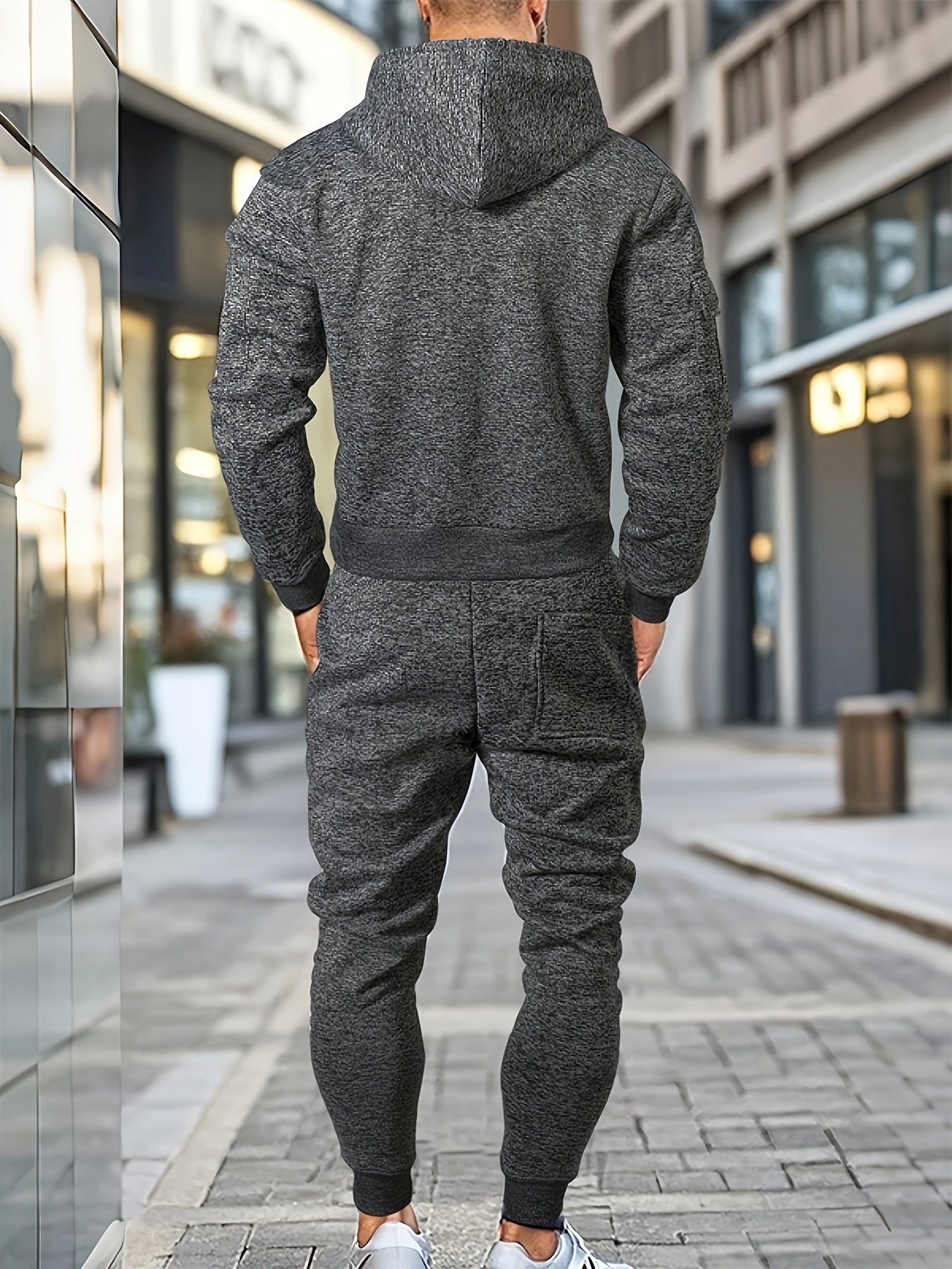 Տղամարդու առօրյա սպորտային վերնաշապիկի և տաբատի հավաքածու՝ կայծակաճարմանդով, լարով, բրդյա ծածկույթով՝ պոլիեսթերի խառնուրդով, լվացքի մեքենայով լվացվող