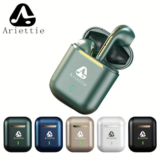Ariettie J18 TWS Wireless Earbuds - Water Resistance, Active Noise Cancelling Wireless Headphones, Touch Control, Type-C Jack, for Cellphones, Ideal for Gaming, Rechargeable 300mAh Battery, with Dynamic Mic, Open-back Earcup