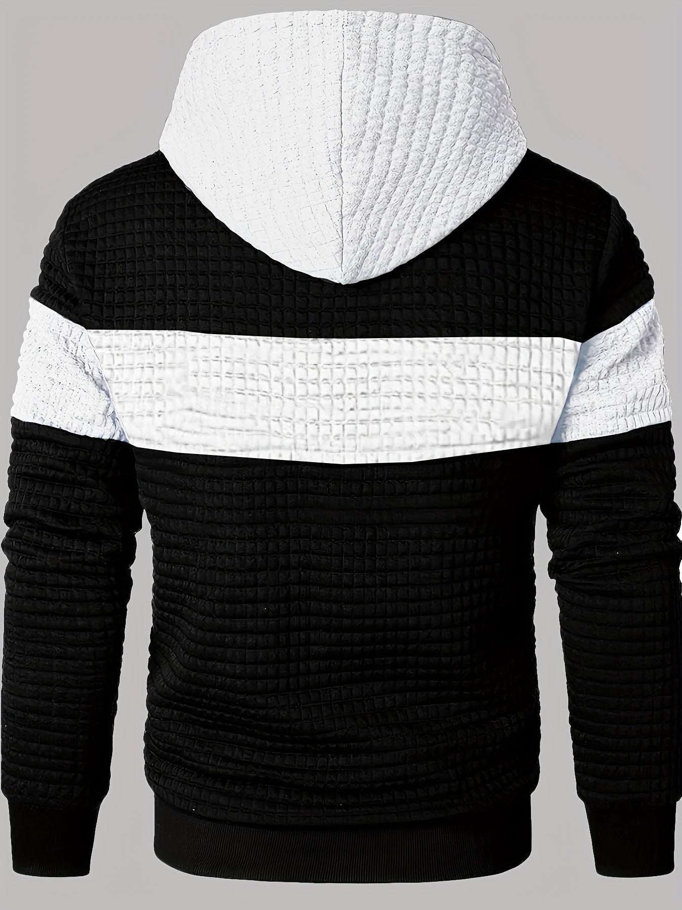 Նորաձև գլխարկով սվիտեր | Տղամարդու առօրյա սվիտեր թեթևակի ձգվող գործվածքից, երկար թևքերով, գրպանային դետալներով, միագույն նախշերով՝ գարուն/աշուն