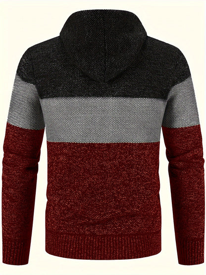 Տղամարդկանց Բլիթ աստառով գլխարկով սվիտեր | 100% պոլիեսթեր տրիկոտաժ | Հասուն ոճ | Գծավոր նախշ | Երկարաթև | Regular Fit Hoodie միջին ձգվող գործվածքով | Առօրյա աշուն և ձմեռային վերնազգեստ