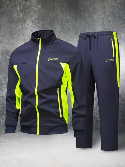 Տղամարդու առօրյա, պատչվորք սպորտային կոստյում՝ հարմարավետ և լավ կրելու համար, վերարկու և երկար տաբատ մարզահագուստ