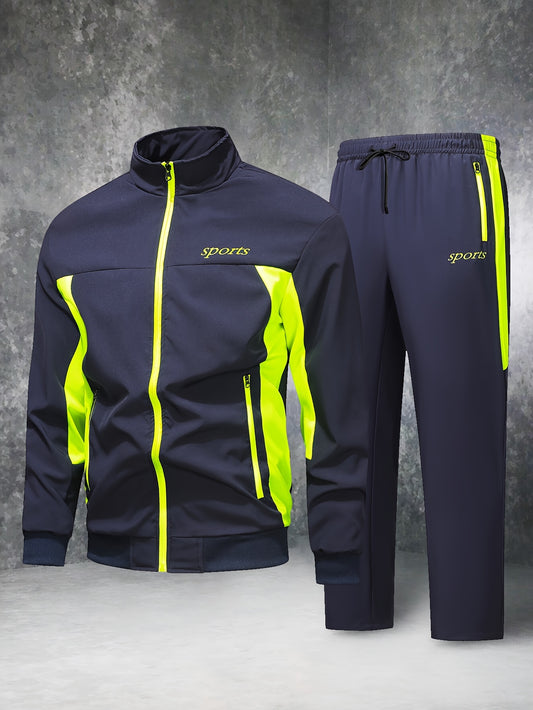 Տղամարդու առօրյա, պատչվորք սպորտային կոստյում՝ հարմարավետ և լավ կրելու համար, վերարկու և երկար տաբատ մարզահագուստ