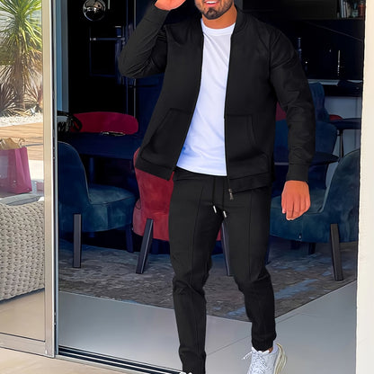 Բեյսբոլի օձիքով բաճկոնի և տաբատի հավաքածու՝ վաֆլի գործվածքից