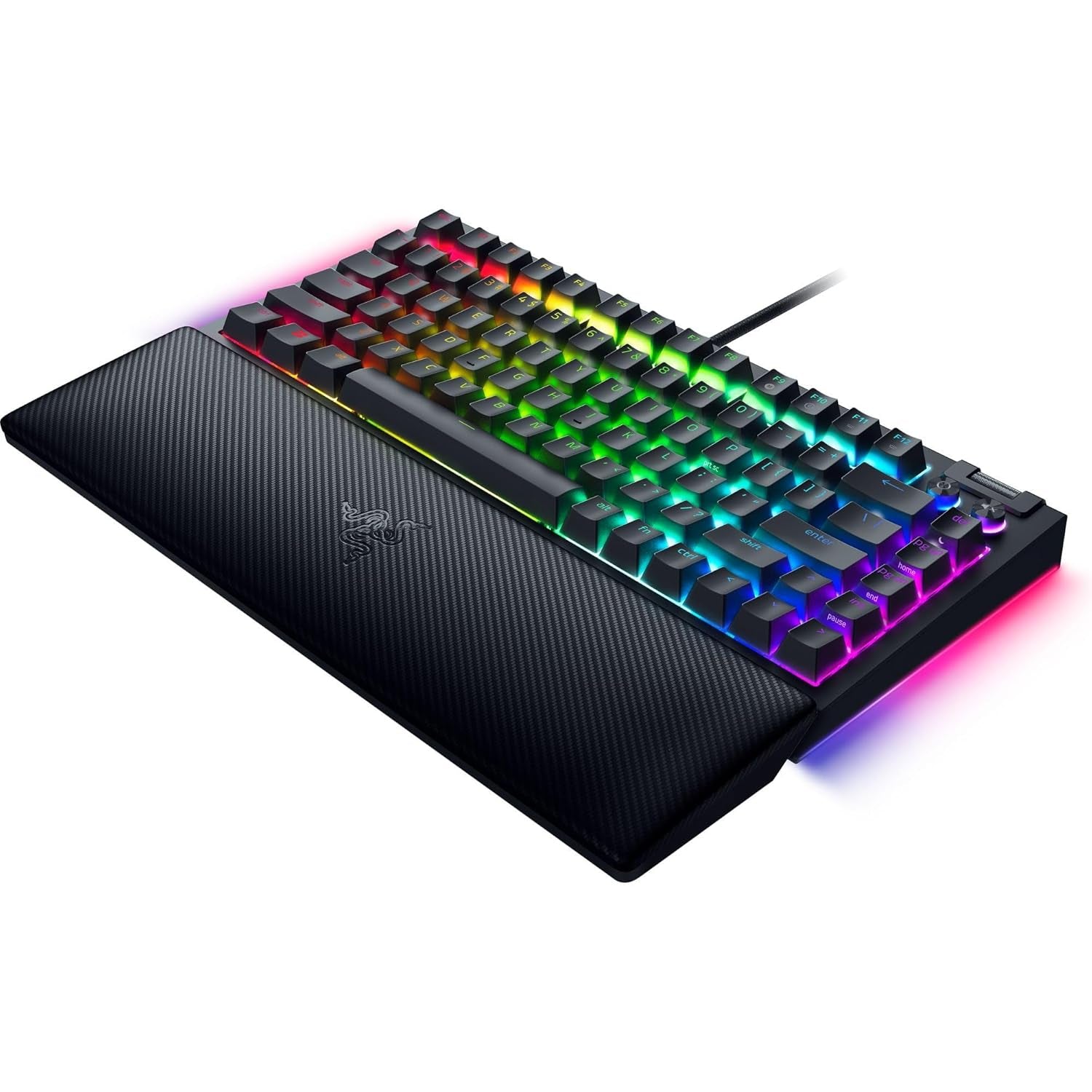 Razer Blackwidow V4 75% Mechanical Gaming Keyboard: Hot-Swappable Design - Compact & Durable - Orange Tactile Switches - Chroma RGB - MF Roller & Media Keys - Comfortable Wrist Rest - Black