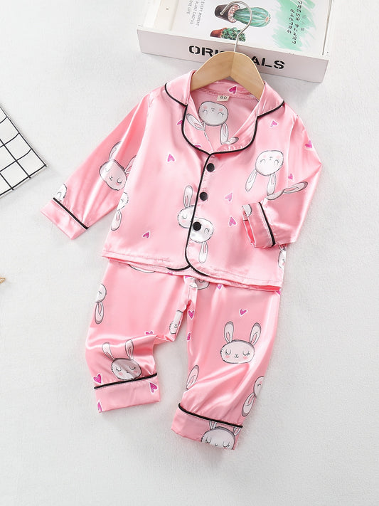 Children's Spring/Summer Cartoon Pink Rabbit Fashion Long Sleeve Suit - ayq