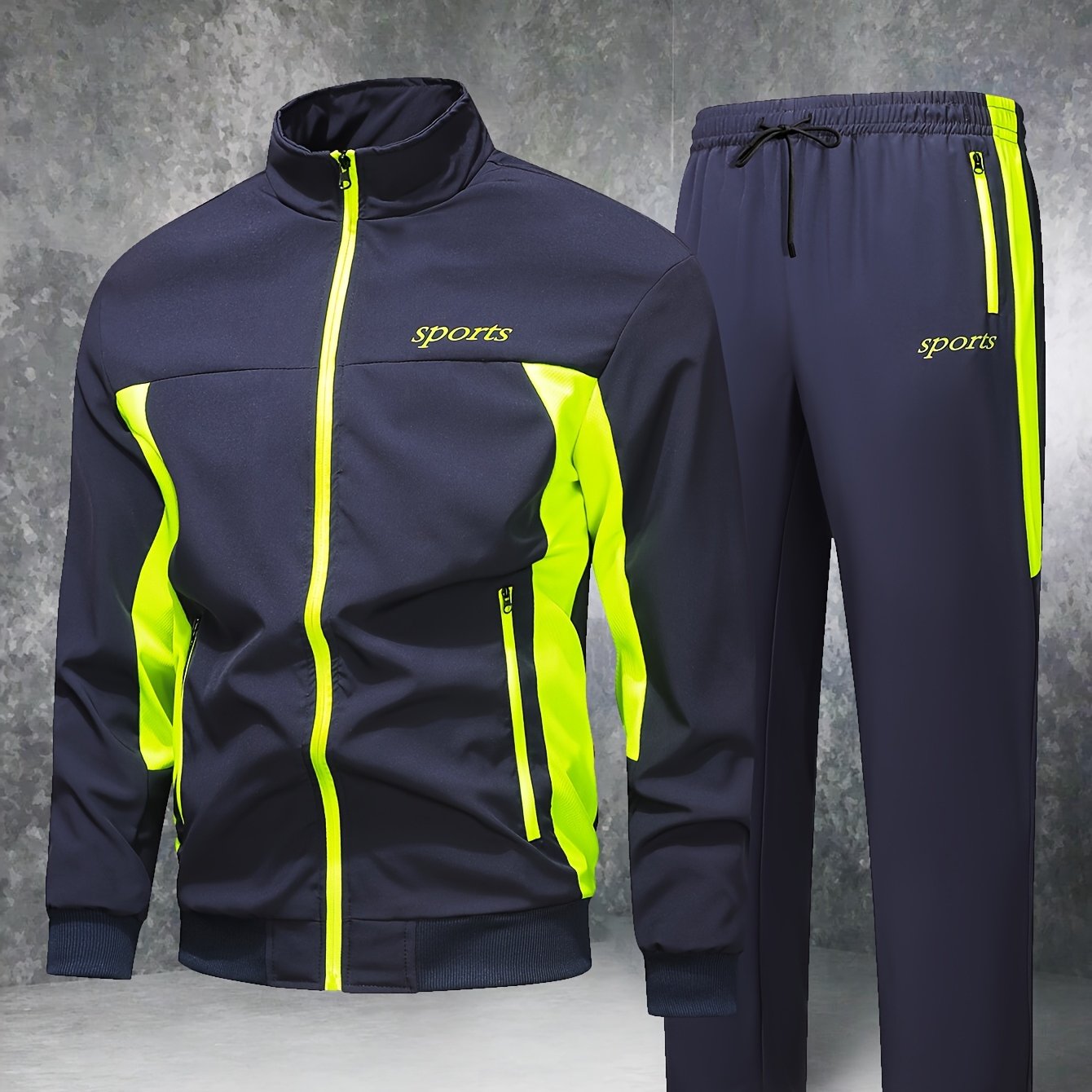 Տղամարդու առօրյա, պատչվորք սպորտային կոստյում՝ հարմարավետ և լավ կրելու համար, վերարկու և երկար տաբատ մարզահագուստ