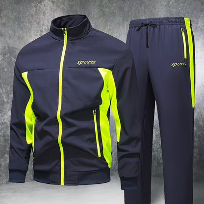 Տղամարդու առօրյա, պատչվորք սպորտային կոստյում՝ հարմարավետ և լավ կրելու համար, վերարկու և երկար տաբատ մարզահագուստ