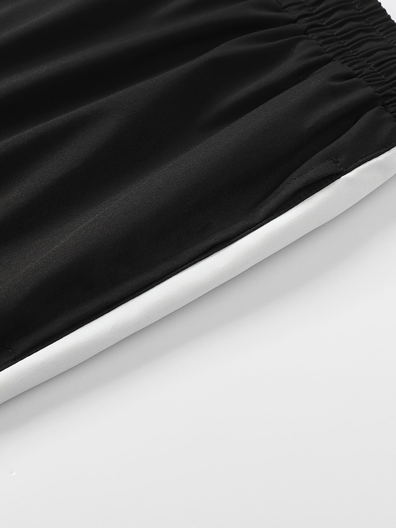 Men'S Casual Sportswear Set - 2pcs Autumn Fashionable Lightweight Fleece Jacket & Pants, Black & White with Red & Gray Accents, Perfect for Outdoor Activities & Casual Wear, Outdoor Casual Wear | Stylish Sportswear | Comforta