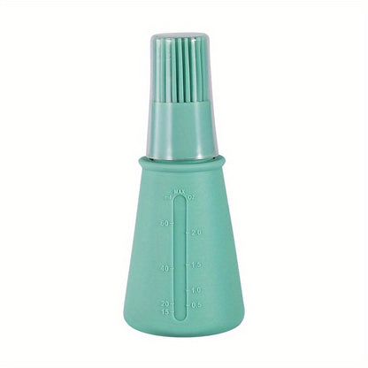 1pc Portable Silicone Oil Bottle With Brush Grill Oil Brushes Pastry Plastic Kitchen Oil Bottle Outdoor Baking BBQ Brush