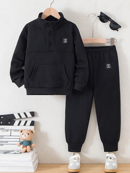 Տղաների հարմարավետ բրդյա աստառով վերնաշապիկի և սպորտային տաբատի հավաքածու - ձիթապտղի կանաչ, առօրյա ձմեռային հագուստ գրպաններով, հաստ տաքություն աշնան և ձմռան համար, սովորական չափսի, առօրյա հագուստ, բացօթյա օգտագործման համար