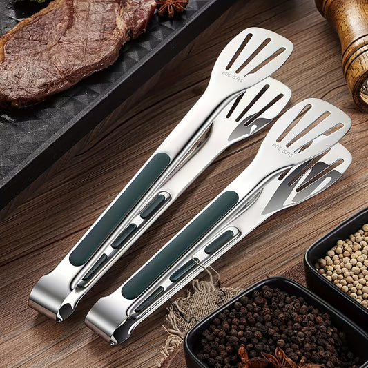 Stainless Steel Kitchen Cooking Tongs, Stainless Steel Food Tongs, Bread Serving Tongs, Anti Scalding Silica Gel, Dishwasher Safe - Small, Medium, Large