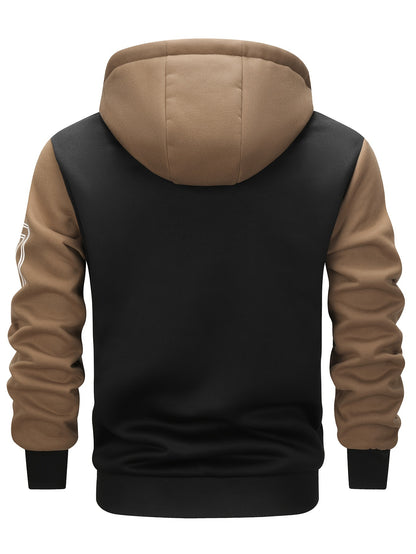 Տղամարդու «ԲՐՈՒՔԼԻՆ» նախշերով գունային արգելափակումներով գլխարկով բաճկոն, գարնանային և աշնանային զբոսանքի համար նախատեսված առօրյա պրեպի ոճի վերարկու՝ որպես նվեր