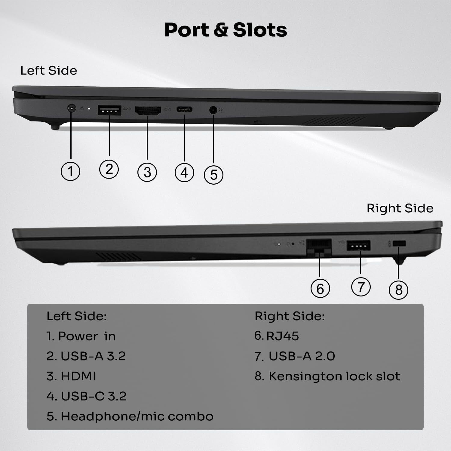 Lenovo V-Series V15 Business Laptop, 15.6" FHD Display, AMD Ryzen 7 7730U, 40GB RAM, 1TB SSD, Numeric Keypad, HDMI, RJ45, Webcam, Wi-Fi, Windows 11 Pro, Black
