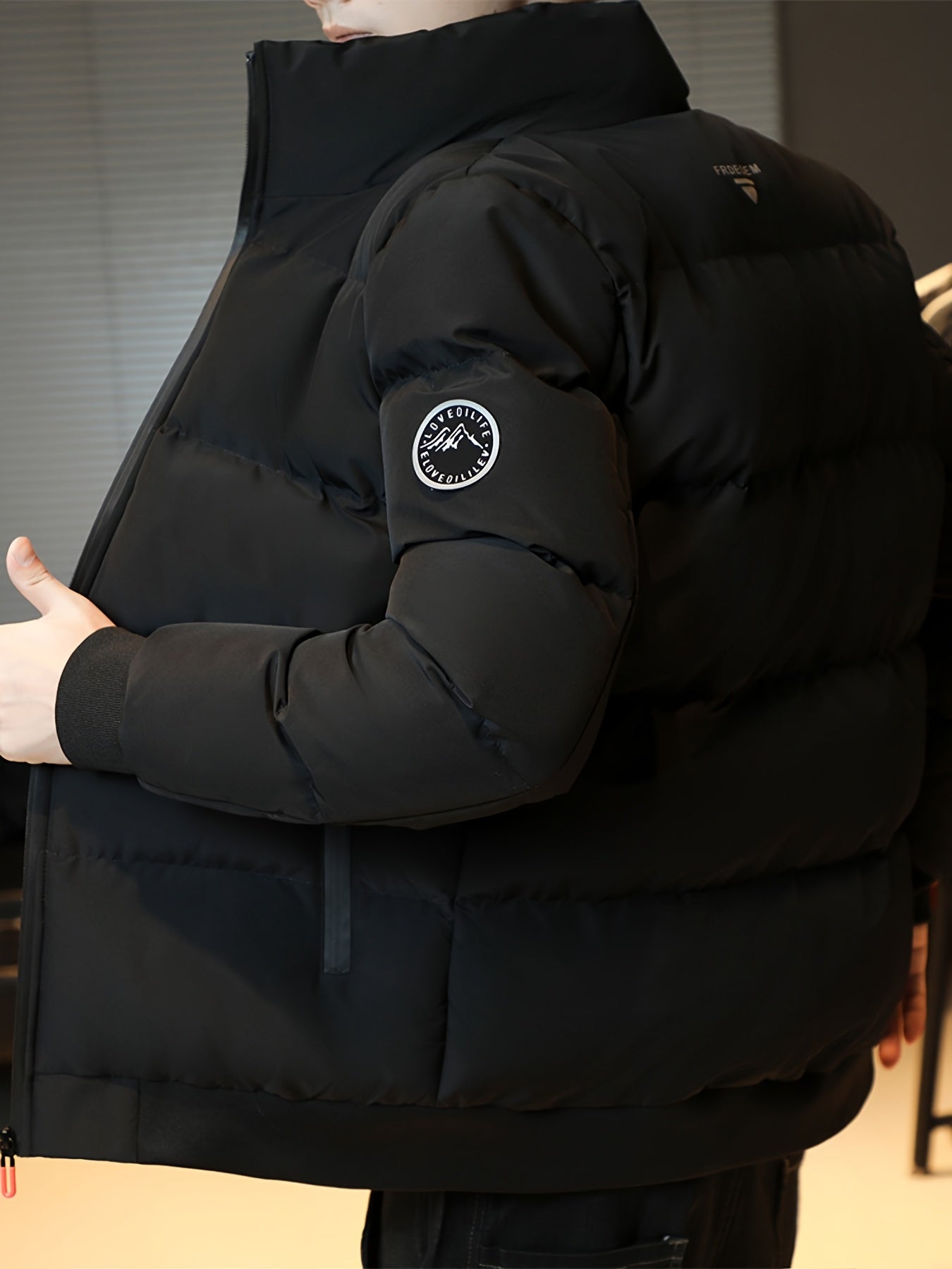 Men's Heavyweight Winter Coat - Full-Zip Cold Weather Jacket, Stand-Up Collar, Exterior Zipper Closure, Machine Washable Outer Shell for Everyday & Formal Wear - Black, Seasonal Layering, Sleek Design, Durable Fabric, Urban C