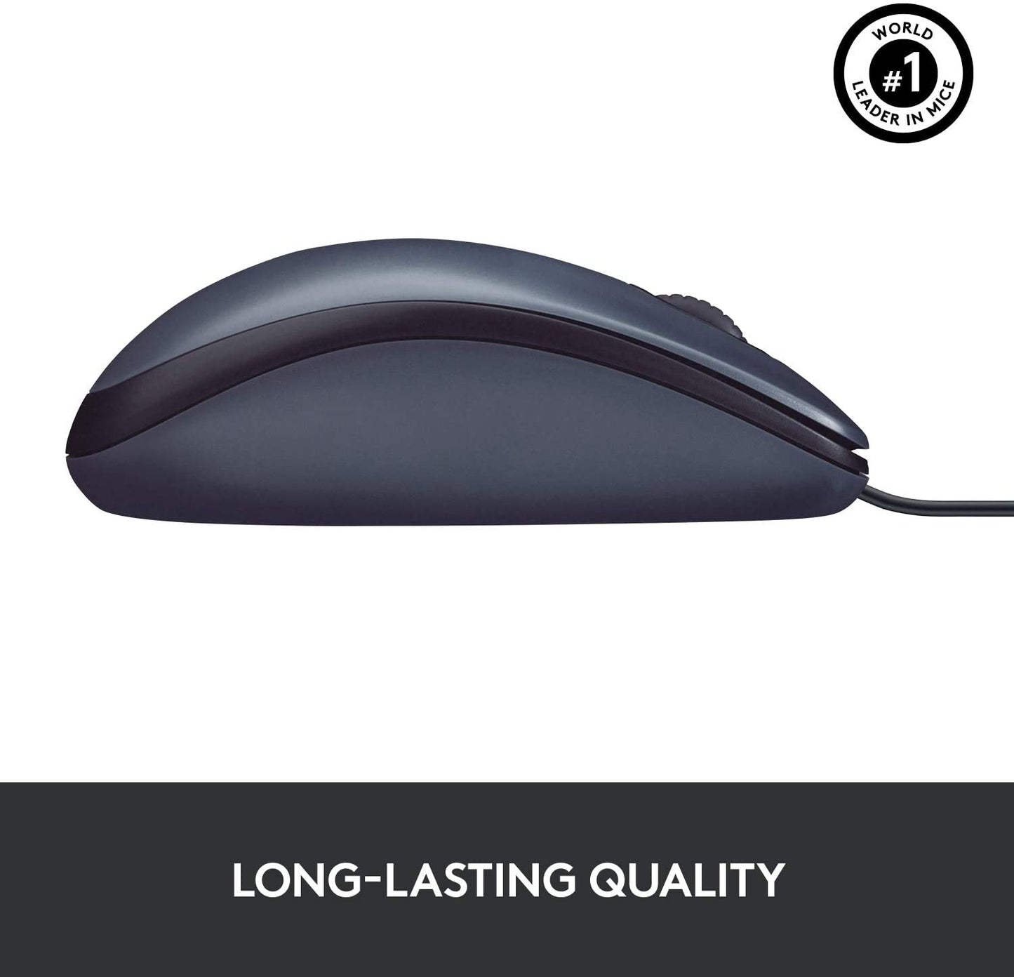 Logitech B100 Corded Mouse, Wired USB Mouse for Computers and Laptops, Right or Left Hand Use - Black