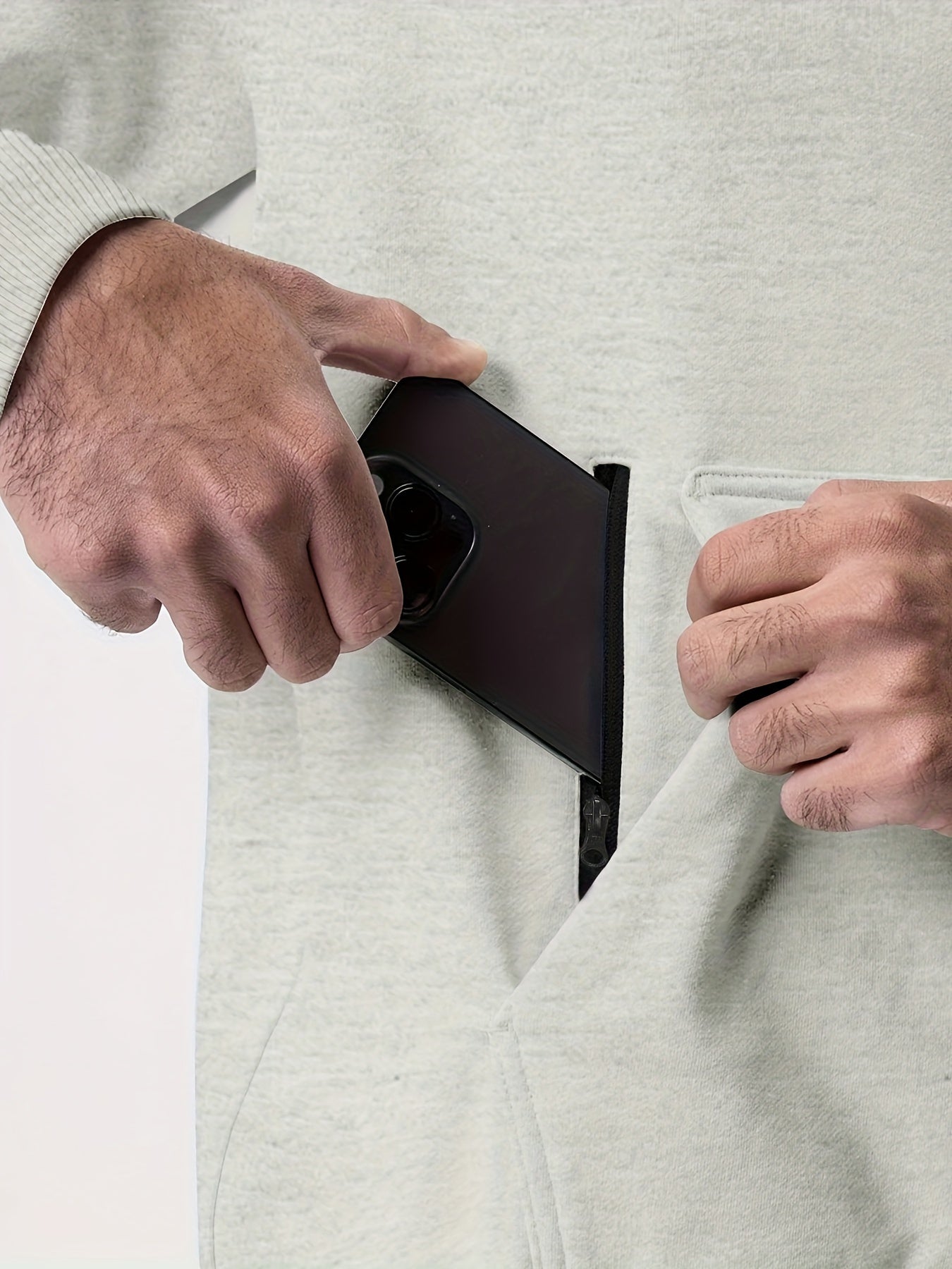 2 հատ տղամարդու միագույն երկարաթև սվիտերի և տաբատի հավաքածու՝ գլխարկով, ամենօրյա սպորտային և ֆիթնես հավաքածու