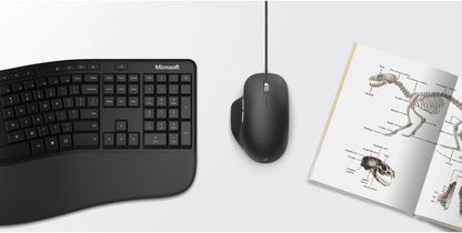 Microsoft Ergonomic Mouse Black - Comfortable Ergonomic Design and Thumb Rest. Wired USB Mouse with 2 Programmable Buttons, Works for Pc/Laptop/Desktop