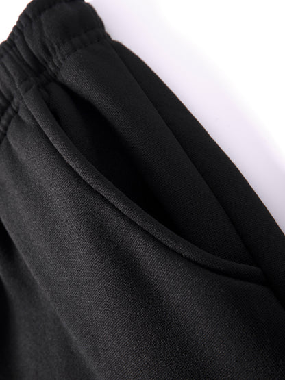 Autumn Winter Men's Hooded Sportswear Set, Simple Classic Versatile Outfit with Zip-Up -Lined Warm Jacket and Drawstring Sweatpants for Casual Leisurewear