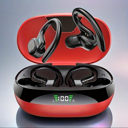 ANKRIYUL TWS Wireless Earphones with LED Display Charging Case - Sport Earhook Headphones, Stereo In-Ear Earbuds, USB Type-C, 100% Battery Indicator, Wireless Earbuds