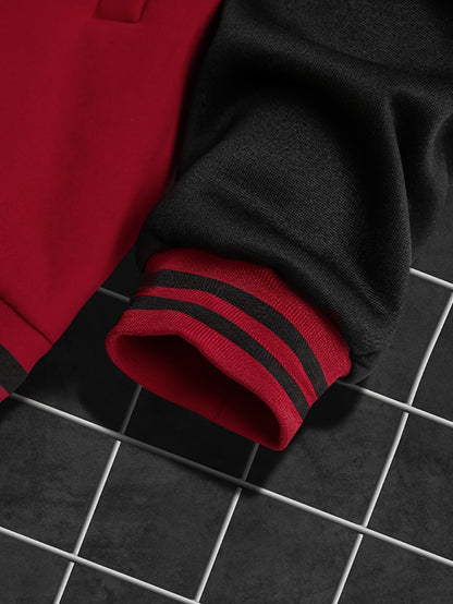 Սպորտային հագուստի անհրաժեշտ հավաքածու, տղամարդու առօրյա 69 հատանոց հավաքածու՝ գունային բլոկներով համալսարանական բաճկոն և A-69 նախշով մարզական տաբատ - պոլիեսթեր, բեյսբոլի օձիք, գրպաններ - իդեալական է աշուն/ձմեռ սեզոնի համար