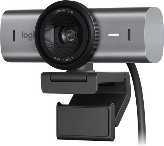 Logitech MX Brio Ultra HD 4K Collaboration and Streaming Webcam, 1080P at 60 FPS, Dual Noise Reducing Mics, Show Mode, USB-C, Webcam Cover, Works with Microsoft Teams, Zoom, Google Meet - Graphite