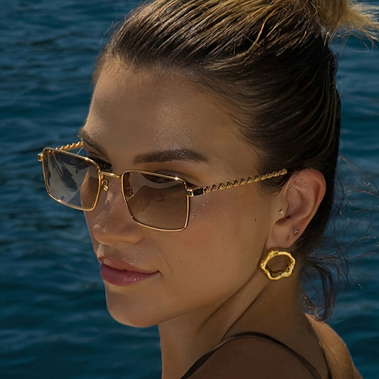 Էլեգանտ քառակուսի կանացի նորաձև ակնոցներ - մետաղական շրջանակ, համակարգչային ոսպնյակներ, դեկորատիվ ուղղանկյուն ակնոցներ ամենօրյա կրելու և փողոցային ոճի համար, ամենօրյա նորաձև ակնոցներ | Նորաձև քառակուսի ակնոցներ | Պոլիկարբոնատային ոսպնյակներ