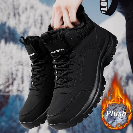 Men's Winter High-Top Footwear - Thick Insulation for Cold Protection, Comfortable Hiking and Walking Shoes - ayq