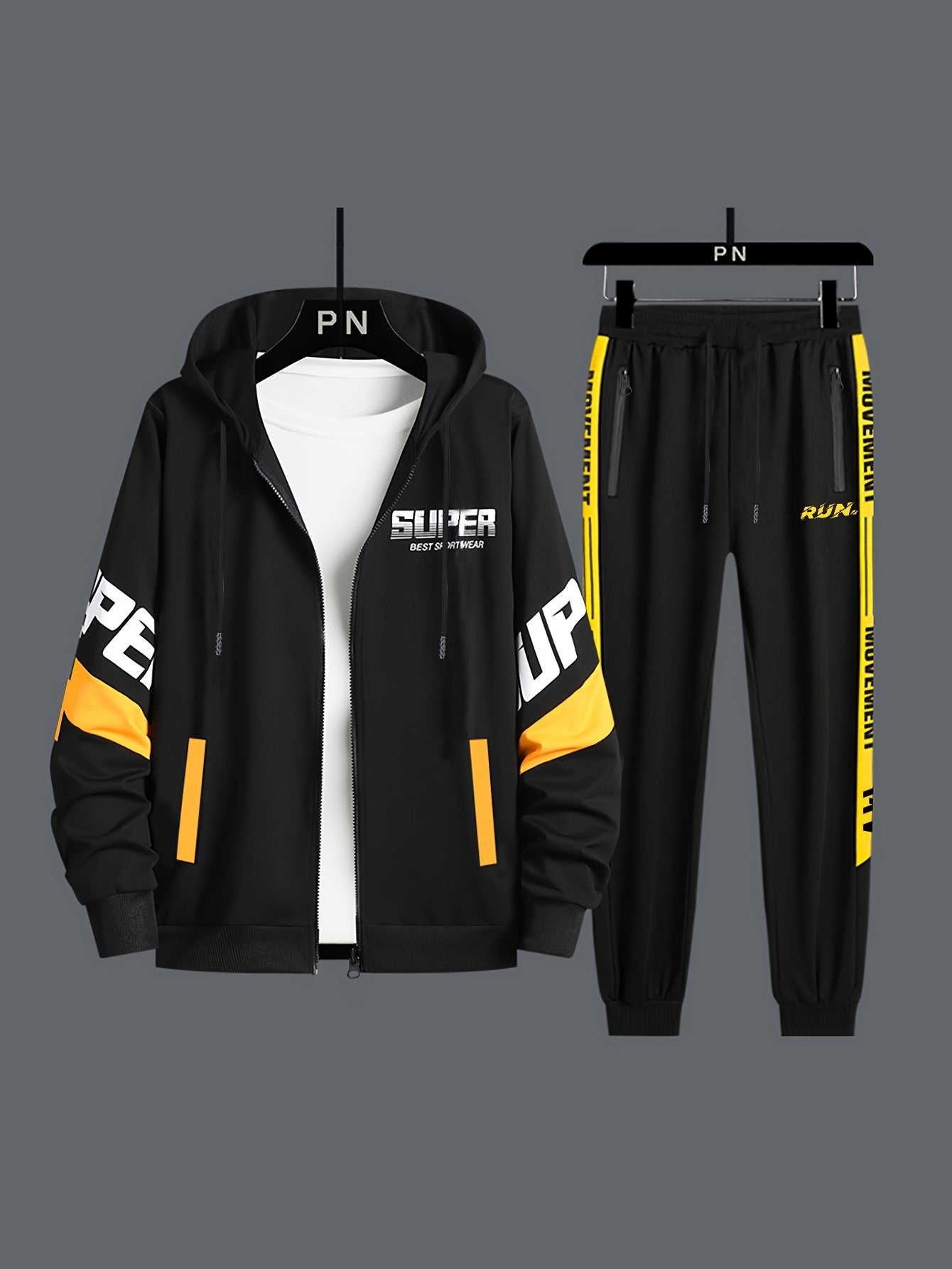 Դասական տղամարդու մարզական 2 հատանոց մարզահագուստի հավաքածու՝ լիարժեք կայծակաճարմանդով, երկար թևքերով վերնաշապիկով և վազքի տաբատով, մարզասրահի, մարզումների և վազքի համար