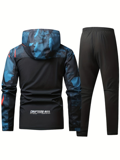 Men'S Lightweight Climbing Hooded Jacket - Quick-Dry Windproof Outdoor Sports Coat with Camouflage Pattern, Spring/Fall Casual & Training Wear, Regular Fit for Hiking, Running, Gym, Hiking Apparel, Durable Fabric