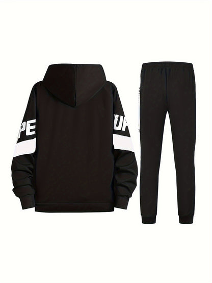 Դասական տղամարդու մարզական 2 հատանոց մարզահագուստի հավաքածու՝ լիարժեք կայծակաճարմանդով, երկար թևքերով վերնաշապիկով և վազքի տաբատով, մարզասրահի, մարզումների և վազքի համար