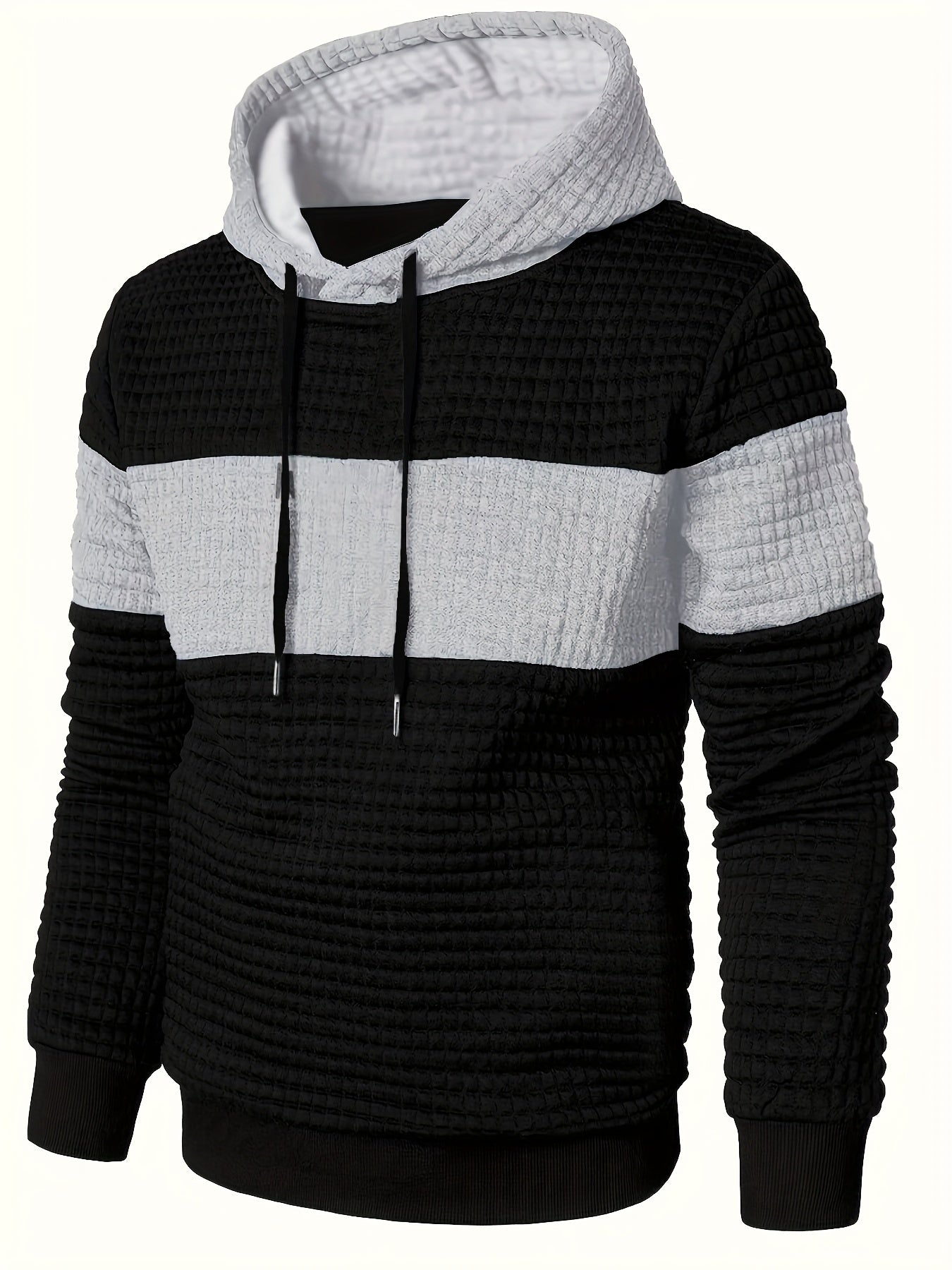 Նորաձև գլխարկով սվիտեր | Տղամարդու առօրյա սվիտեր թեթևակի ձգվող գործվածքից, երկար թևքերով, գրպանային դետալներով, միագույն նախշերով՝ գարուն/աշուն