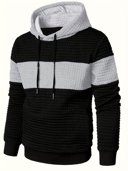 Նորաձև գլխարկով սվիտեր | Տղամարդու առօրյա սվիտեր թեթևակի ձգվող գործվածքից, երկար թևքերով, գրպանային դետալներով, միագույն նախշերով՝ գարուն/աշուն