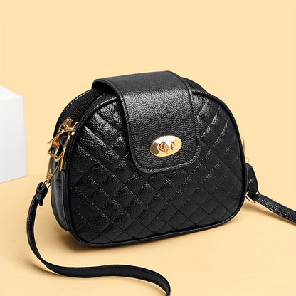 2024 Trendy Shoulder Bags, Popular Diamond-Patterned Spring And Summer Women'S Black Crossbody Mini Bags, Versatile Small Bags, Authentic Multi-Layer Women'S Bags, New Fashionable Middle-Aged Bags, Three-Layer Small Square Ba
