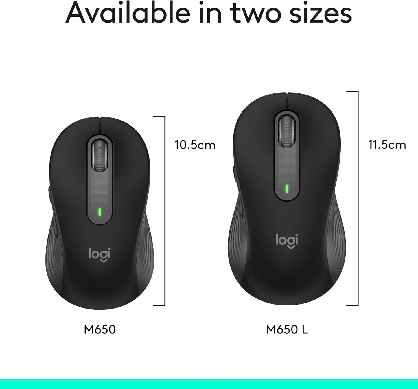 Logitech Signature M650 Wireless Mouse - for Small to Medium Sized Hands, 2-Year Battery, Silent Clicks, Customizable Side Buttons, Bluetooth, for Pc/Mac/Multi-Device/Chromebook - Black