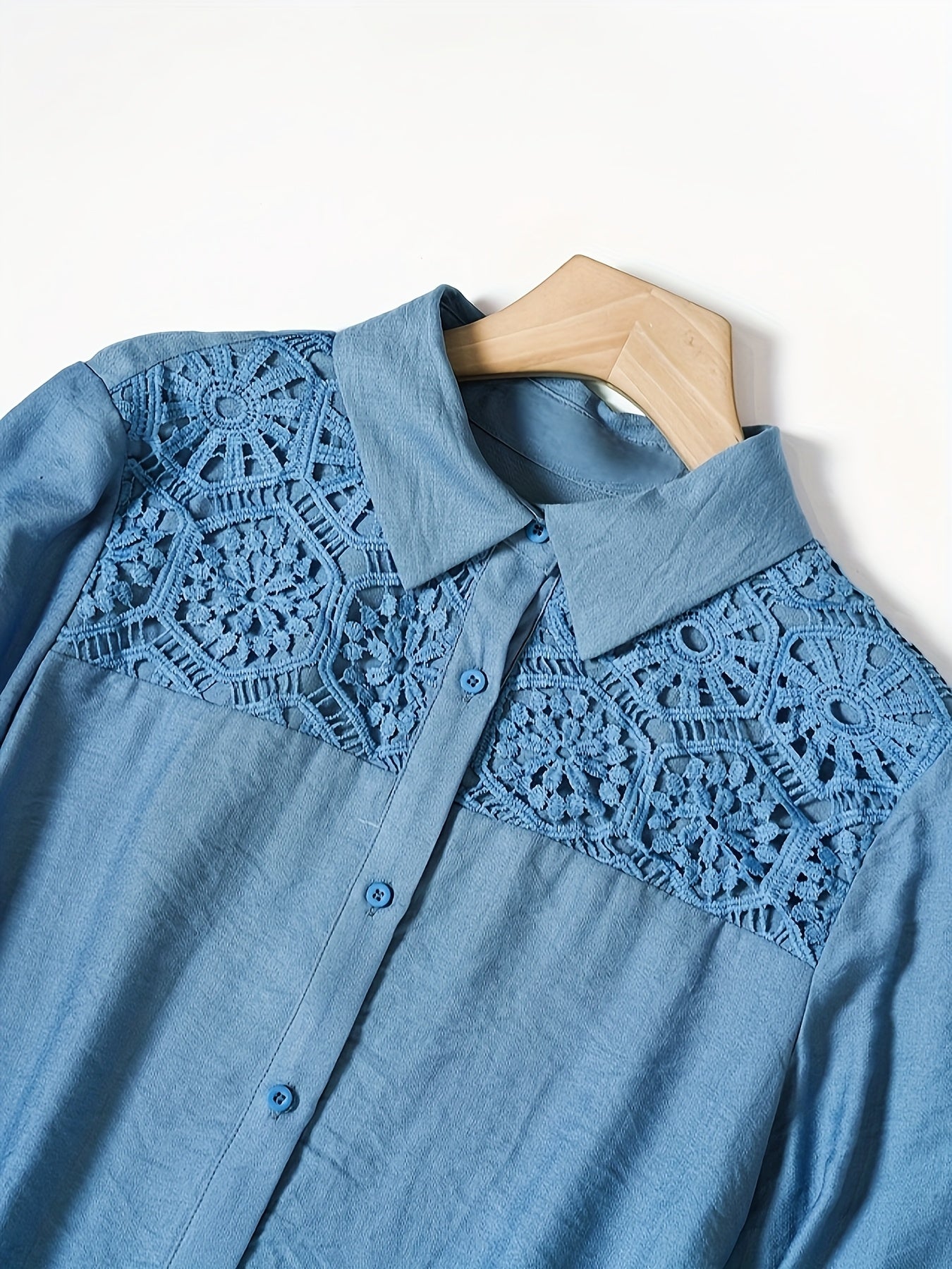 Երկու կտոր կանացի միագույն երկարաթև վերնաշապիկ և տաբատ, մինիմալիստական, առօրյա և նորաձև հավաքածու [NS702], պոլիեսթեր, կոնտրաստային ժանյակե դետալներով, էլեգանտ ոճ, գարուն/ամառ