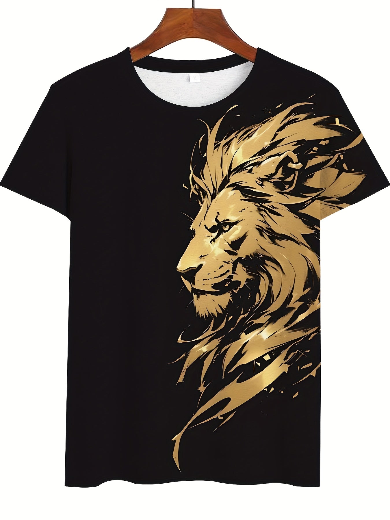 Նոր Առյուծի 3D Տպագրության Նախշ, Կարճ Թևքերով Կլոր Վզիկով Շապիկ, Տղամարդկանց Արտաքին Հագուստ