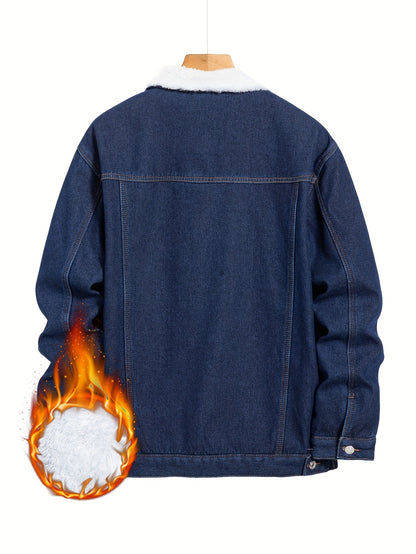 Տղամարդու տաք, բրդյա ծածկույթով, ամենօրյա ջինսե բաճկոն, աշնանային-ձմեռային, շքեղ փողոցային ոճի կոճակներով բաճկոն