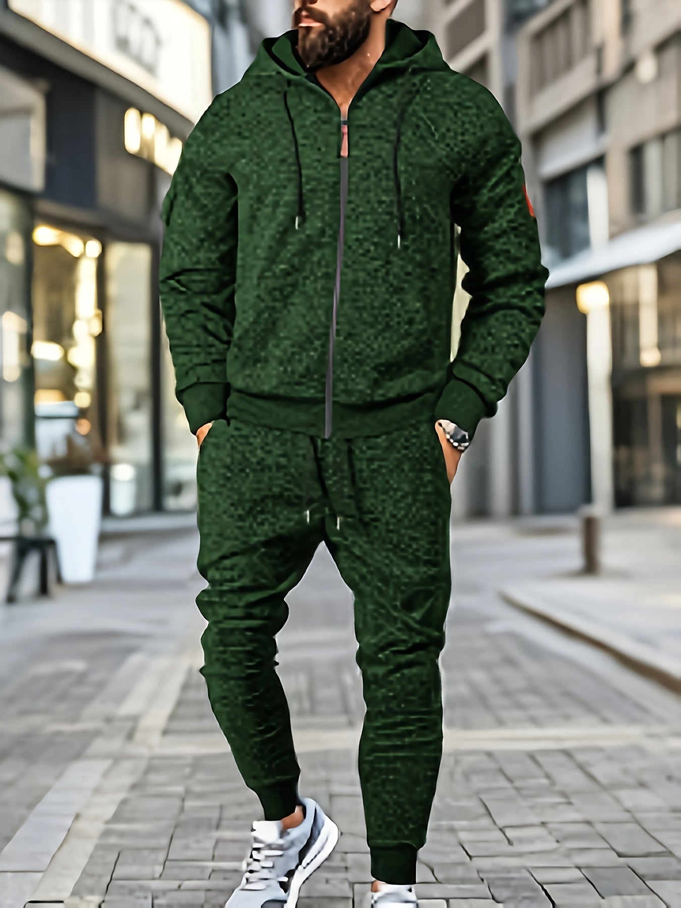 Տղամարդու առօրյա սպորտային վերնաշապիկի և տաբատի հավաքածու՝ կայծակաճարմանդով, լարով, բրդյա ծածկույթով՝ պոլիեսթերի խառնուրդով, լվացքի մեքենայով լվացվող