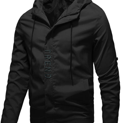 Men's Casual Hooded Jacket, Chic Zip Up Cargo Jacket For Spring Fall Outdoor Activities - ayq