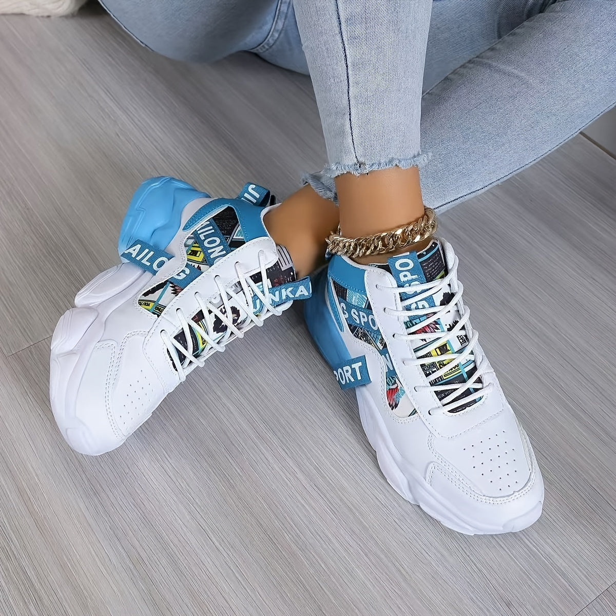 Կանացի նորաձև հաստ ներբանով սպորտային կոշիկներ, փողոցային ոճի շնչող առօրյա կոշիկներ բոլոր եղանակների համար