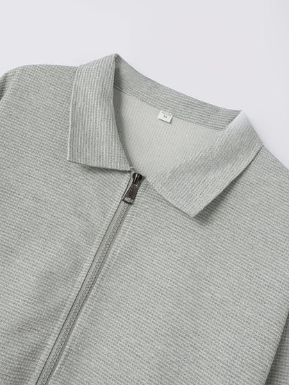 Տղամարդու թեթև, վաֆլիով տրիկոտաժե երկար թևքով, կայծակաճարմանդով բաճկոն - շնչող գոլֆի և վազքի վերնաշապիկ՝ գրպաններով, ամենօրյա, սպորտային դիզայն՝ բացօթյա գործունեության համար, գարուն/աշուն, գոլֆի բաճկոն, ակտիվ կենսակերպի հագուստ, դասական օձիքով, Dura