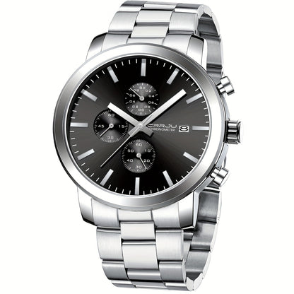 A High-quality Wristwatch For Men With Multiple Functions And A Stainless Steel Strap.