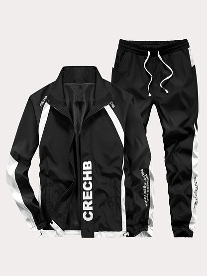 Գարնան և աշնան համար նախատեսված սպորտային հագուստի համալիր, որը ներառում է կանգնած օձիքով և սև ու սպիտակ գծավոր երկար տաբատով ճարմանդով բաճկոն, ոճային հանդերձանք, որը հիանալի նվեր է, քրտինքից պաշտպանված, միայն ձեռքով լվանալ, մարզումների համար աքսեսուար: