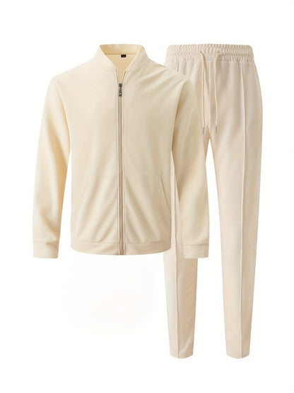 Բեյսբոլի օձիքով բաճկոնի և տաբատի հավաքածու՝ վաֆլի գործվածքից