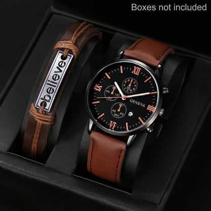 Men'S Basic Round Dial Quartz Watch with Bracelet