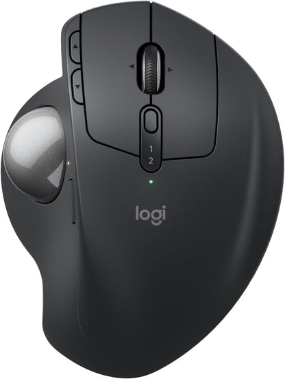 Logitech MX Ergo S Advanced Wireless Trackball Mouse, USB-C Rechargeable Wireless Ergonomic Mouse with Bluetooth and Encrypted Dongle, 6 Programmable Buttons, for Pc/Mac - Graphite