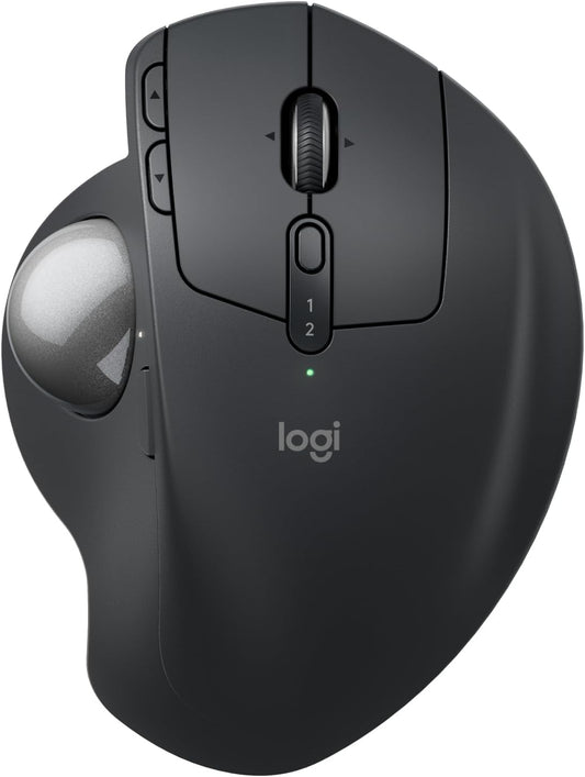 Logitech MX Ergo S Advanced Wireless Trackball Mouse, USB-C Rechargeable Wireless Ergonomic Mouse with Bluetooth and Encrypted Dongle, 6 Programmable Buttons, for Pc/Mac - Graphite