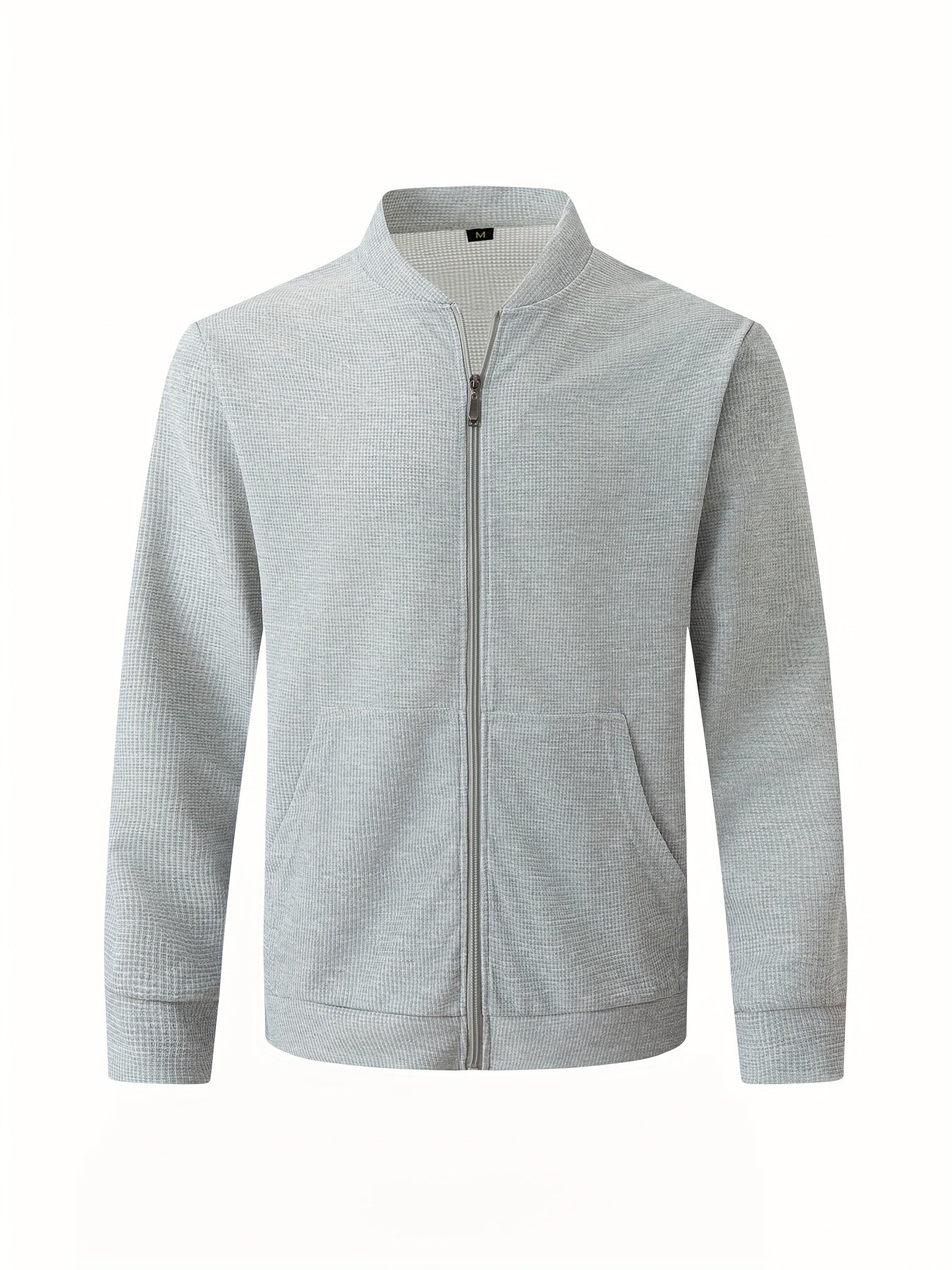 Տղամարդու թեթև բաճկոն՝ կանգնած օձիքով - առջևի կայծակաճարմանդով փակվող, սովորական չափսի, առօրյա և պաշտոնական հագուստի համար - Գարուն/աշուն վերնազգեստ սպիտակ/չեզոք երանգներով - Հեշտ խնամքի կայծակաճարմանդով բաճկոն